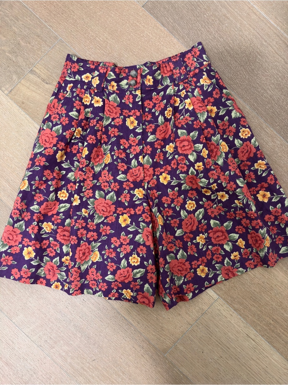 Vintage Floral High Waist Linen Blend Shorts Braemar Petites Jeremy Scott 4